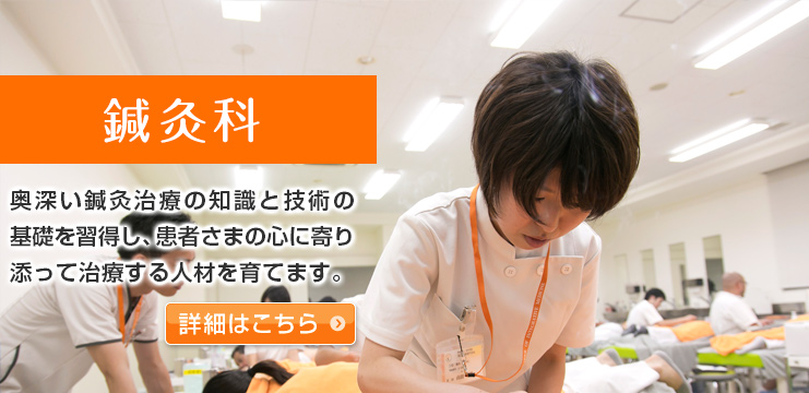 鍼灸科　奥深い鍼灸治療の知識と技術の基礎を習得し、患者さまの心に寄り添って治療する人材を育てます。